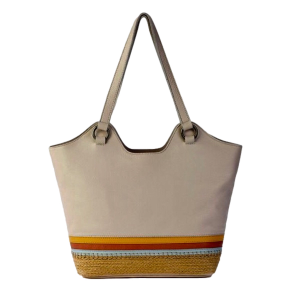 The Sak Stone Stripe Espadrille Sierra Leather Shopper purse bag.